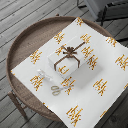 White and Gold Script Monogram Wrapping Paper Roll