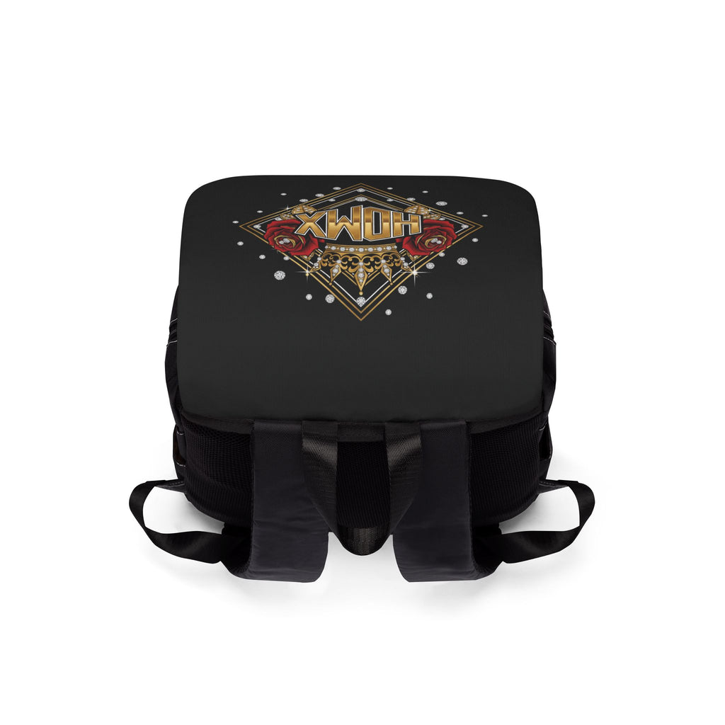 HDMX Crowned Rose Backpack — Vintage Gold Emblem Shoulder Bag