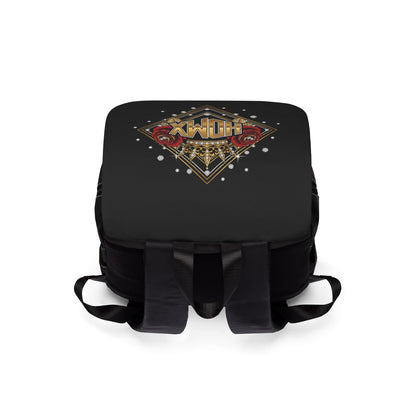 HDMX Crowned Rose Backpack — Vintage Gold Emblem Shoulder Bag
