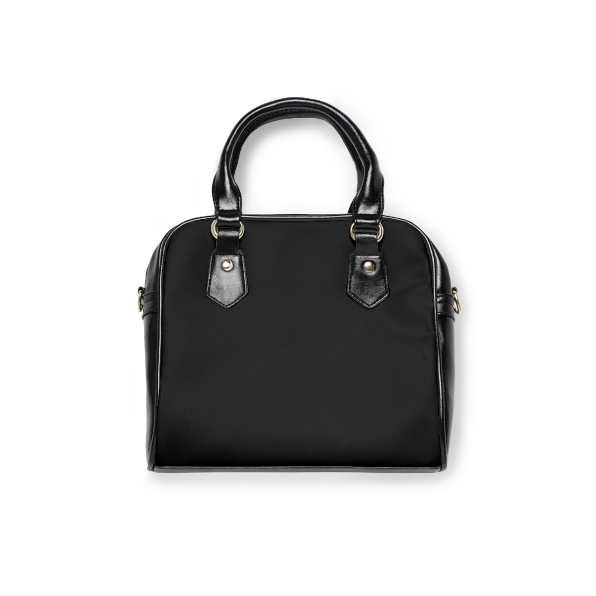 Baroque Gold Crest Shoulder Handbag — Elegant Monogrammed Black Purse