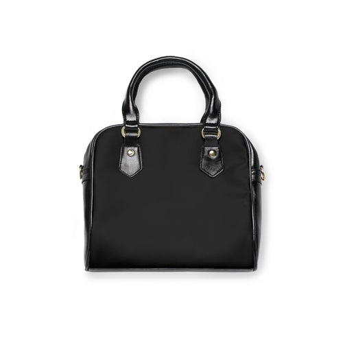 Baroque Gold Crest Shoulder Handbag — Elegant Monogrammed Black Purse