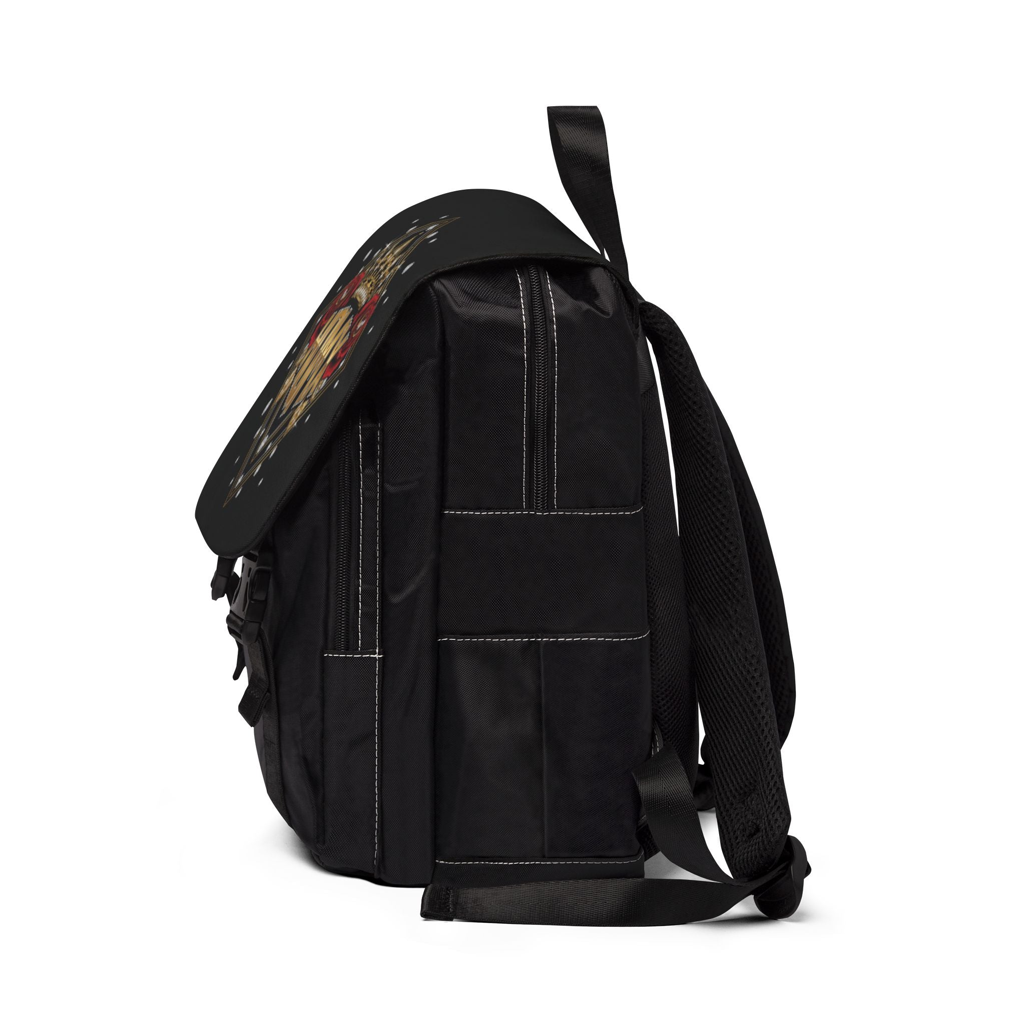 HDMX Crowned Rose Backpack — Vintage Gold Emblem Shoulder Bag