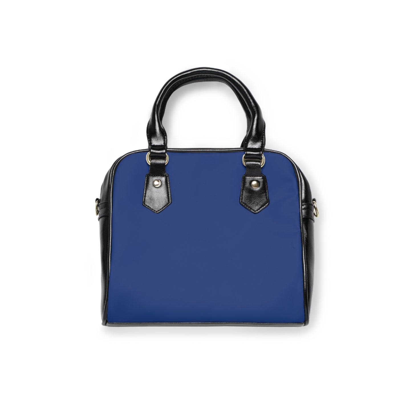 Black Rose Collection Shoulder Handbag — Elegant Navy Tote with Gold Script