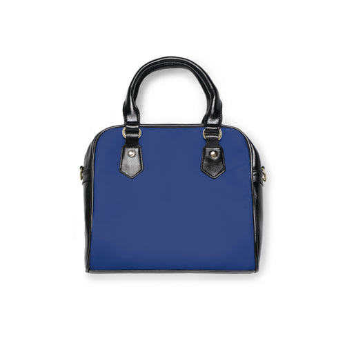 Black Rose Collection Shoulder Handbag — Elegant Navy Tote with Gold Script