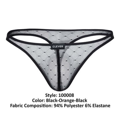 Clever 100008 3PK Autralian Latin Thongs Color Black-Orange-Black