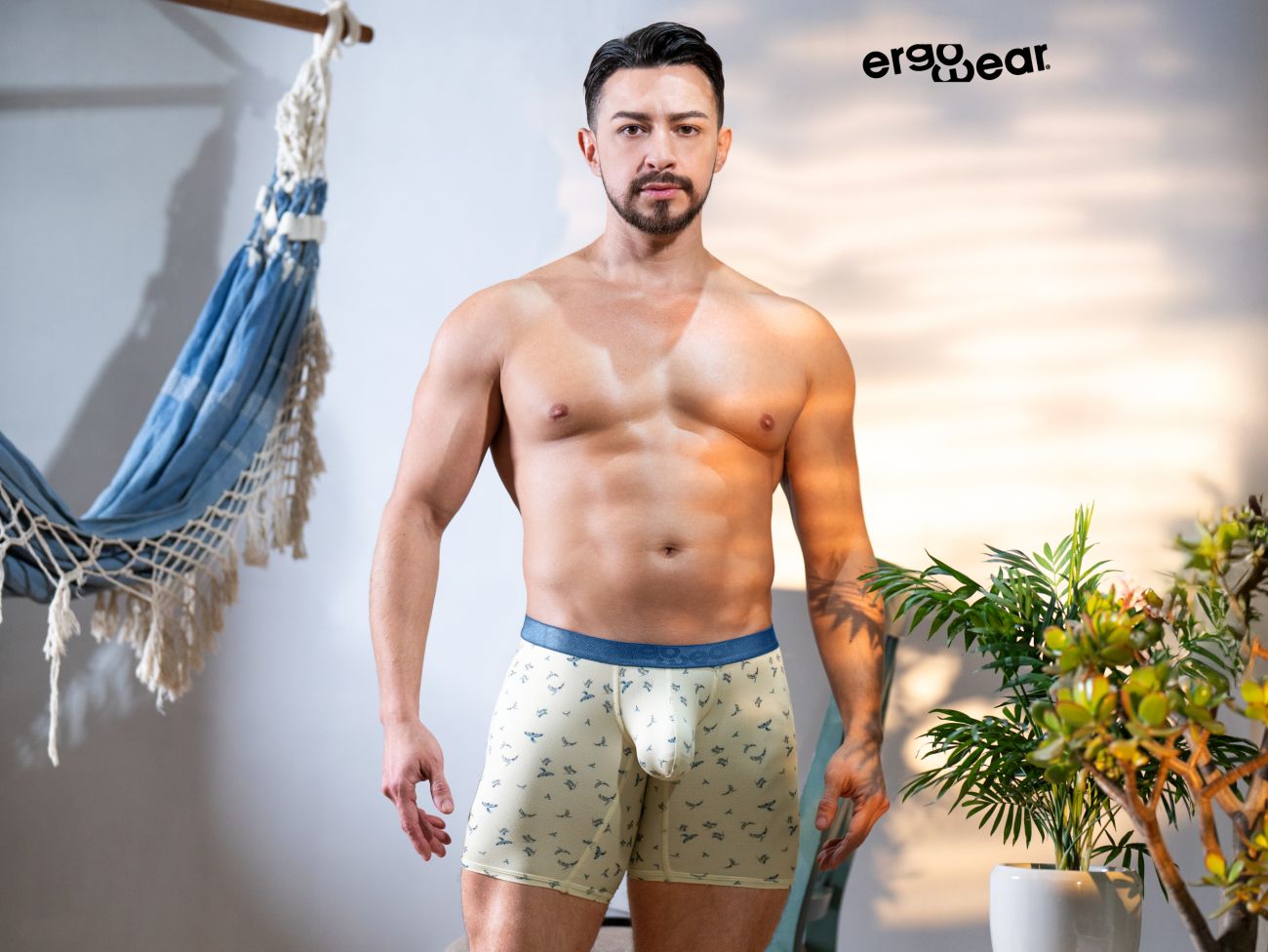 ErgoWear EW1771 SLK SE Boxer Briefs Color Vanilla-Birds
