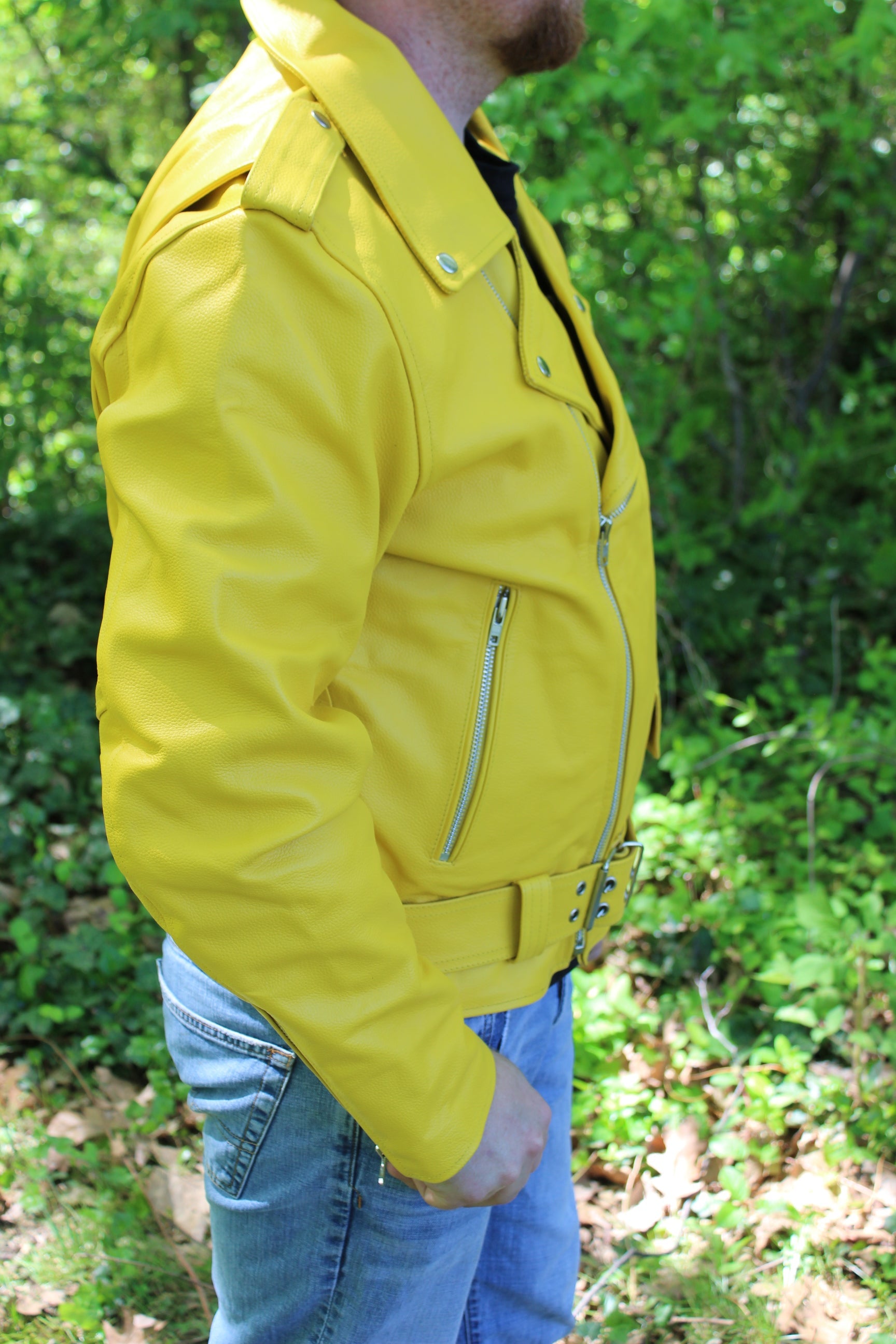 Otter and Fox Leather Biker Jackets in Yellow