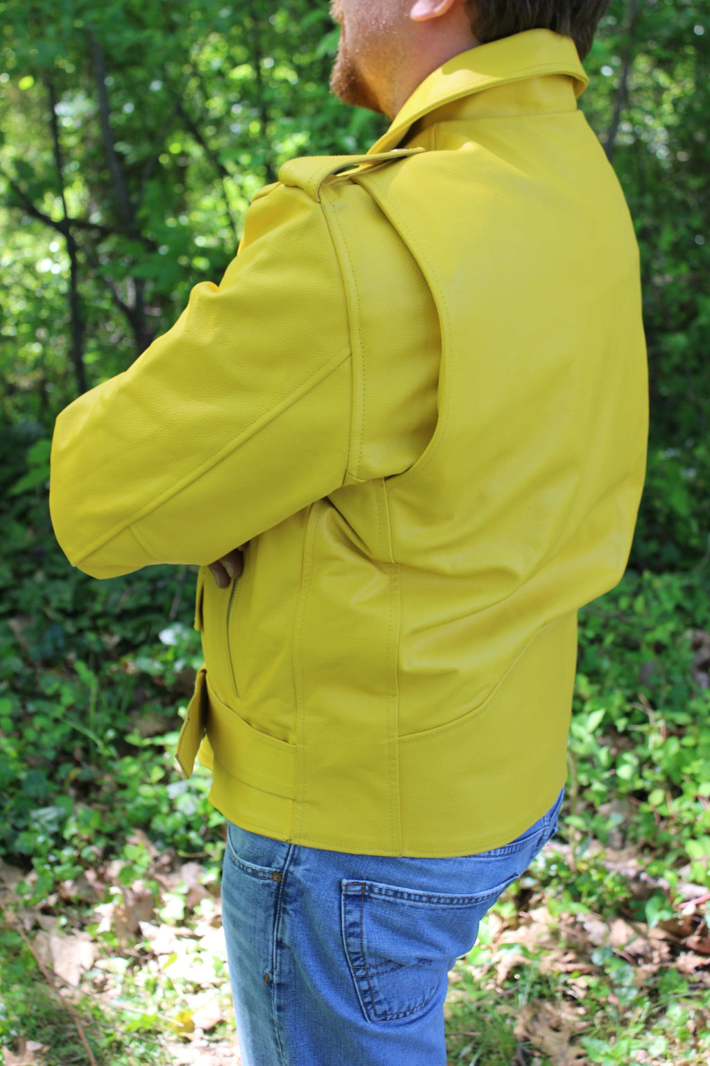 Otter and Fox Leather Biker Jackets in Yellow