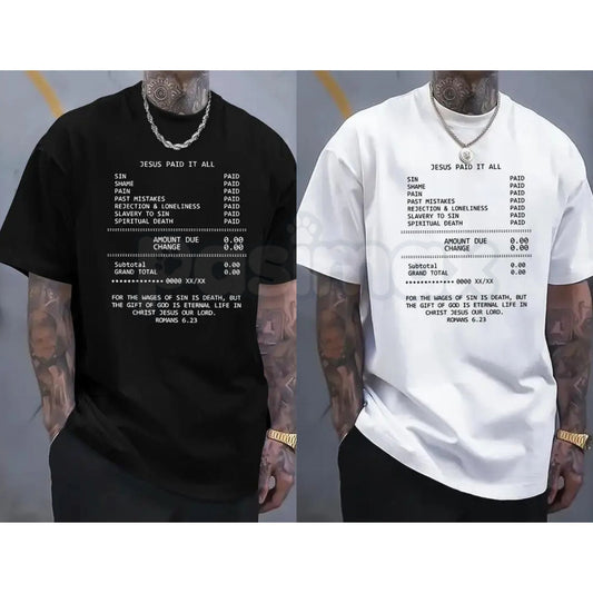 Minimalist "JESUS PAID IT ALL" Graphic Tee – Clean Aesthetic Christian Apparel, Premium 100% Cotton Faith-Based Top, Sleek Modern Gospel Message Shirt, Made in USA
