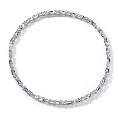 Hip Hop Rhinestone 5mm Bicycle Chain Necklace