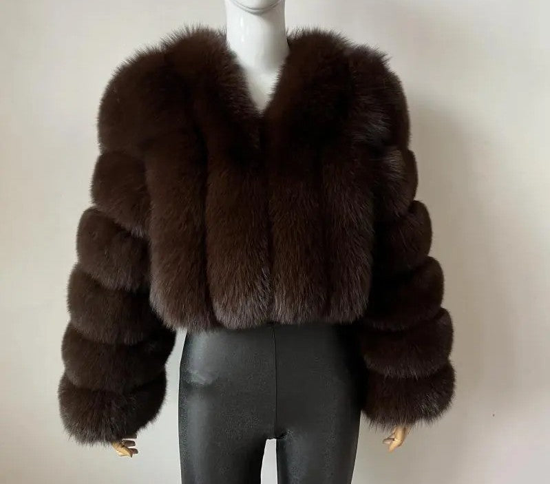 Women's Fox Fur Thickened Long Sleeve Imitation Coats