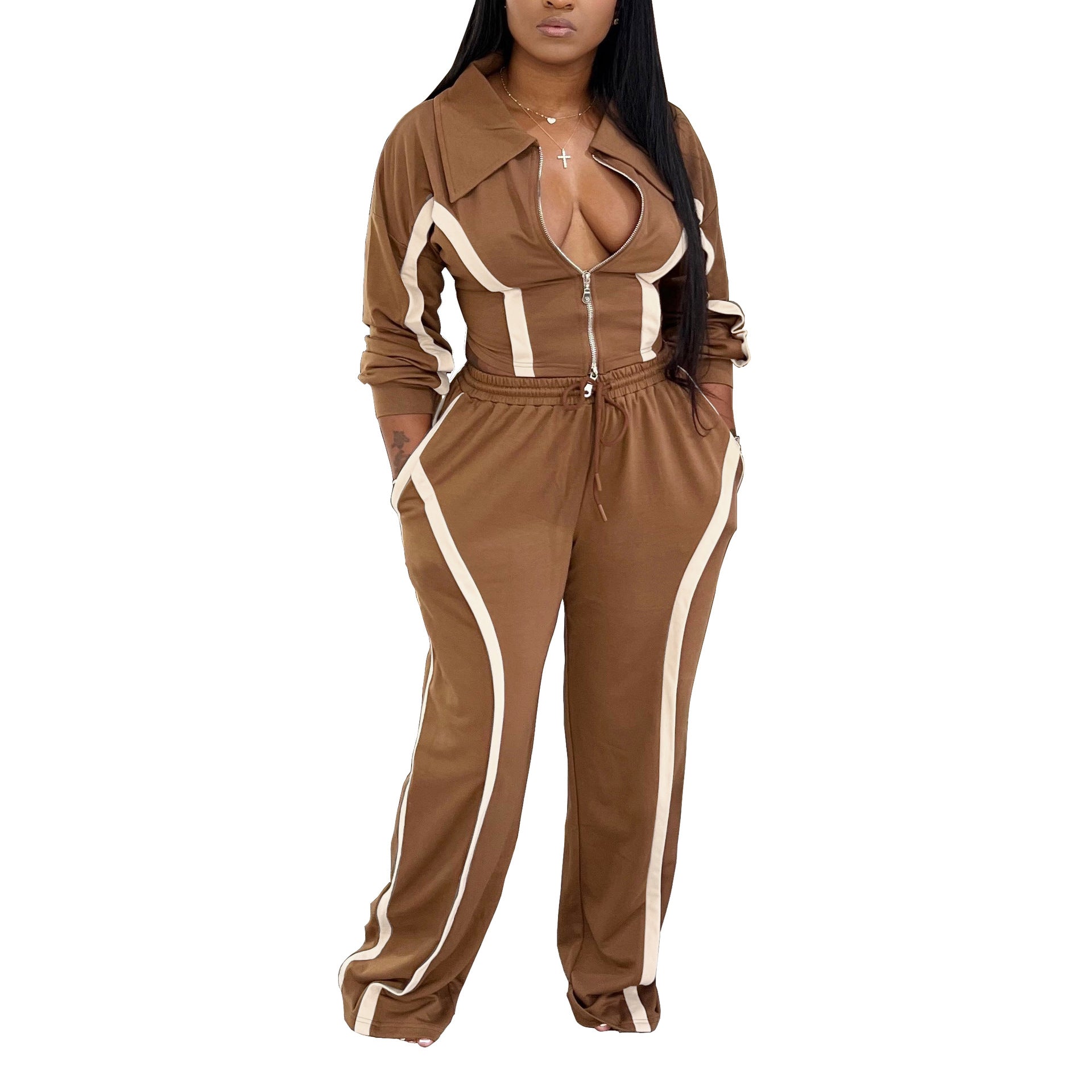 Women's Sports Cotton Two-piece Set Leisure Warm Suits