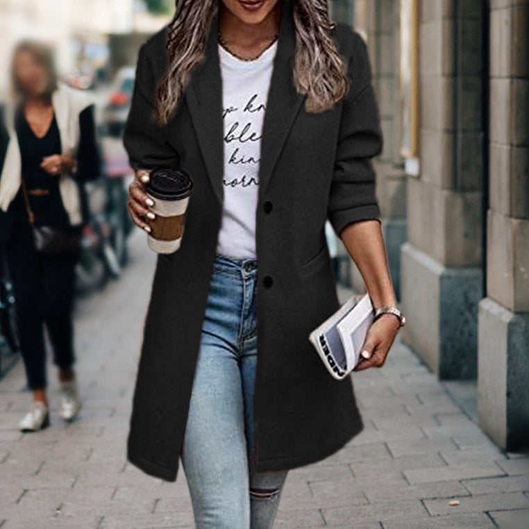 Women's Large Long Style Woolen Quality Goods Coats