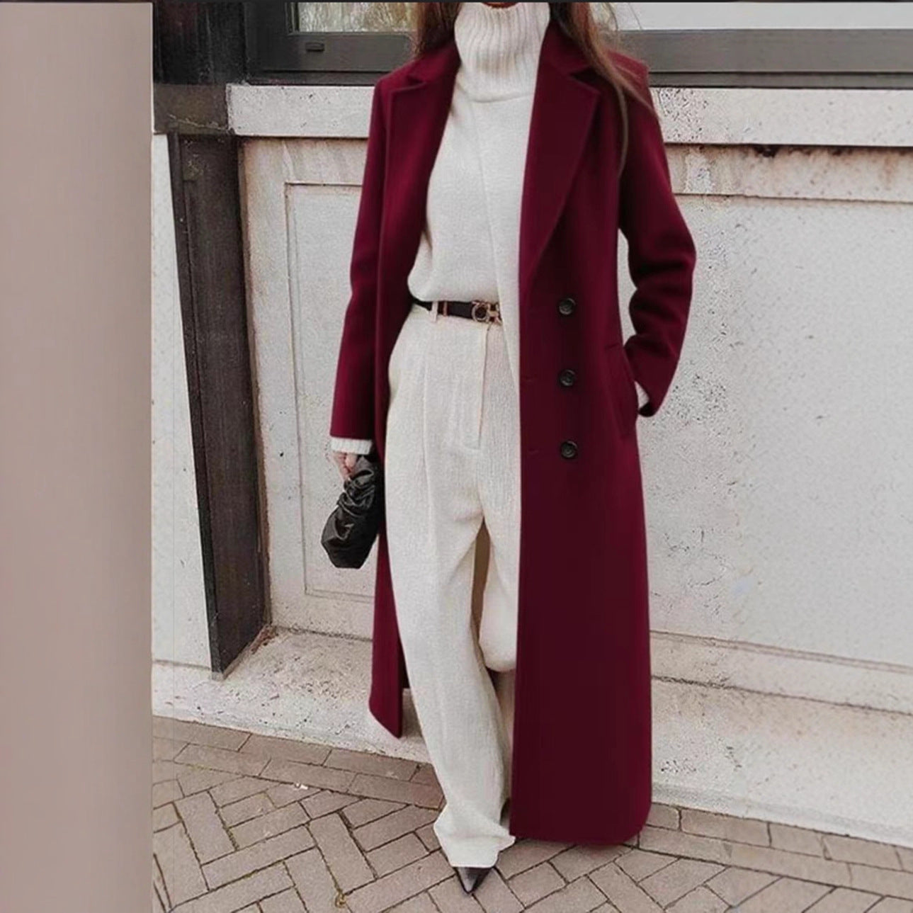 Women's Casual Long Color Warm Woolen Coats