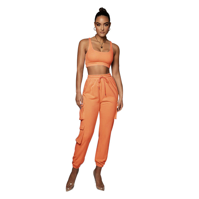 Women's Fashion Casual Set Solid Color Pocket Suits