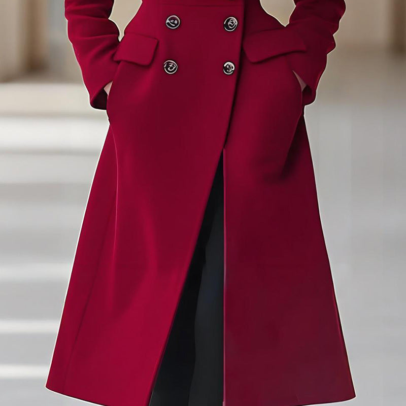 Women's Double Breasted Long Fashion Reversible Woolen Coats