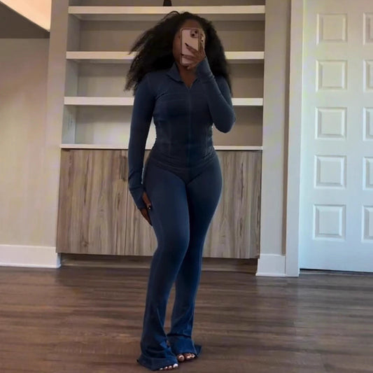 Women's Sports Leisure Sexy Tight Long-sleeved Horn Suits