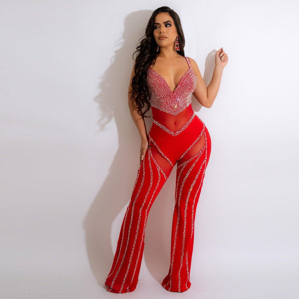 Fashion Sexy Deep V Sling Rhinestone Suits