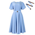 Women's Summer Sleeve High Waist Large Mid-length Dresses