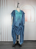 Women's Embroidered Robe African Wear Dress Two-piece Plus Size