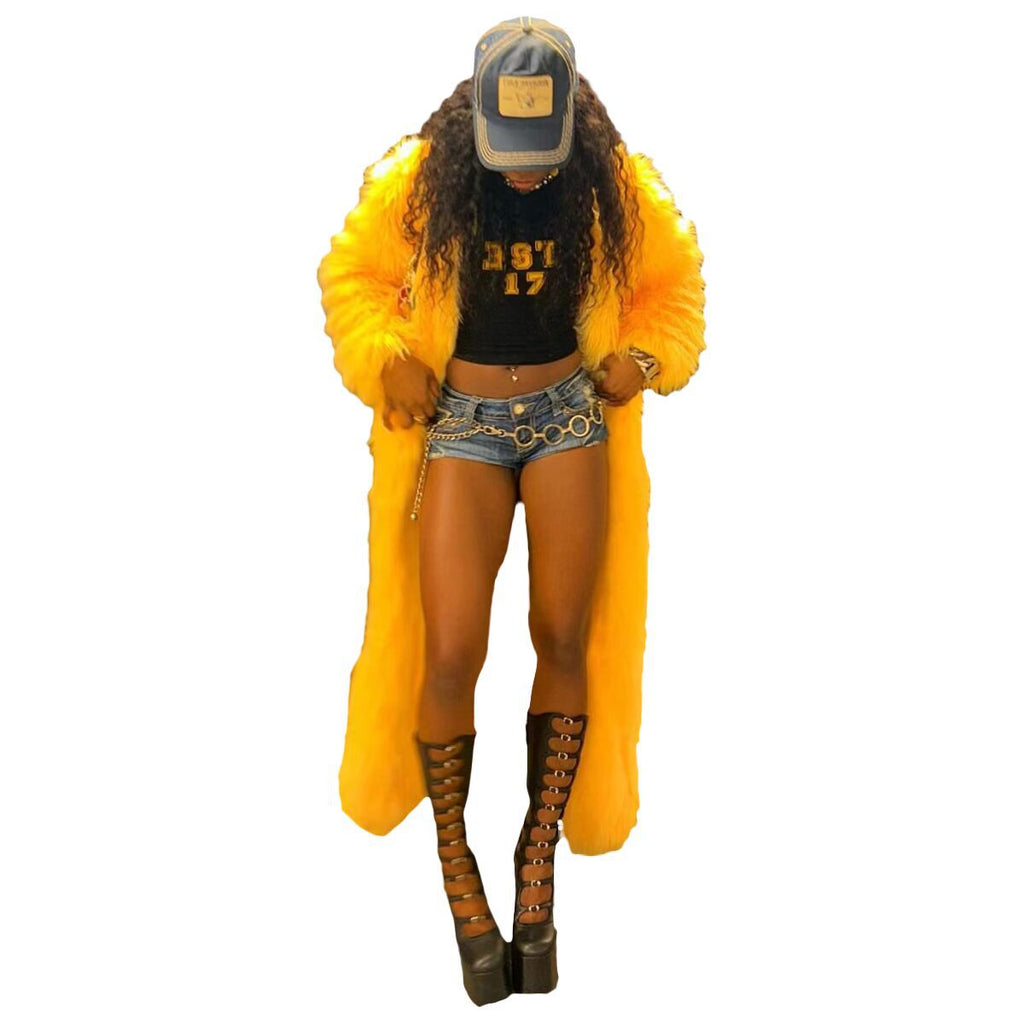 Street Hipster Thick Imitation Fur Long Coats