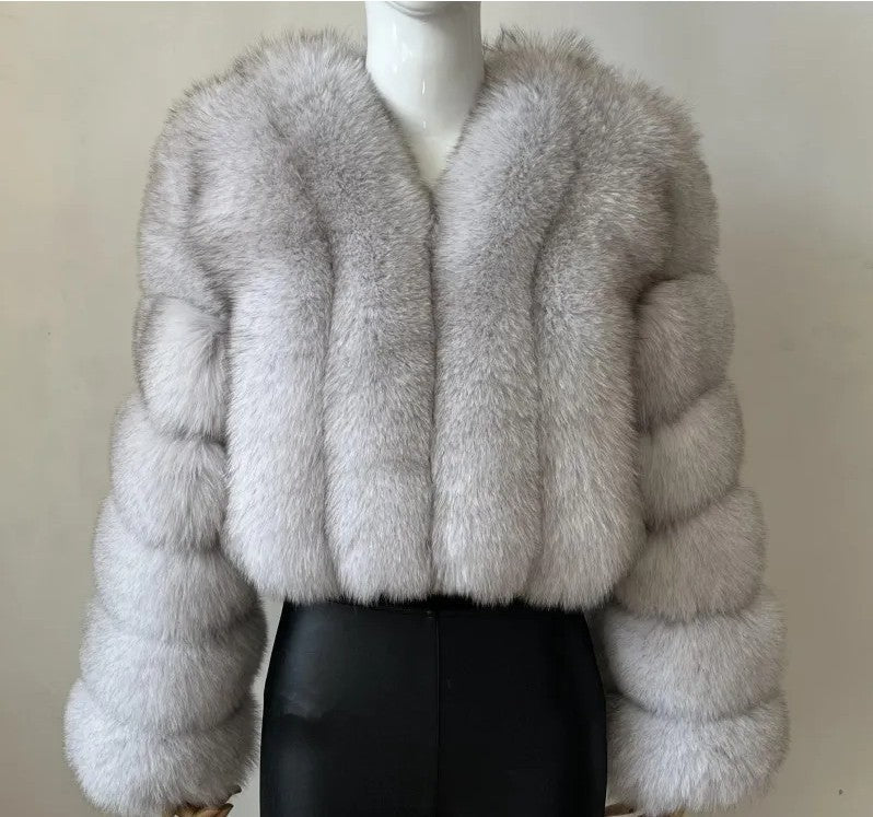 Women's Fox Fur Thickened Long Sleeve Imitation Coats