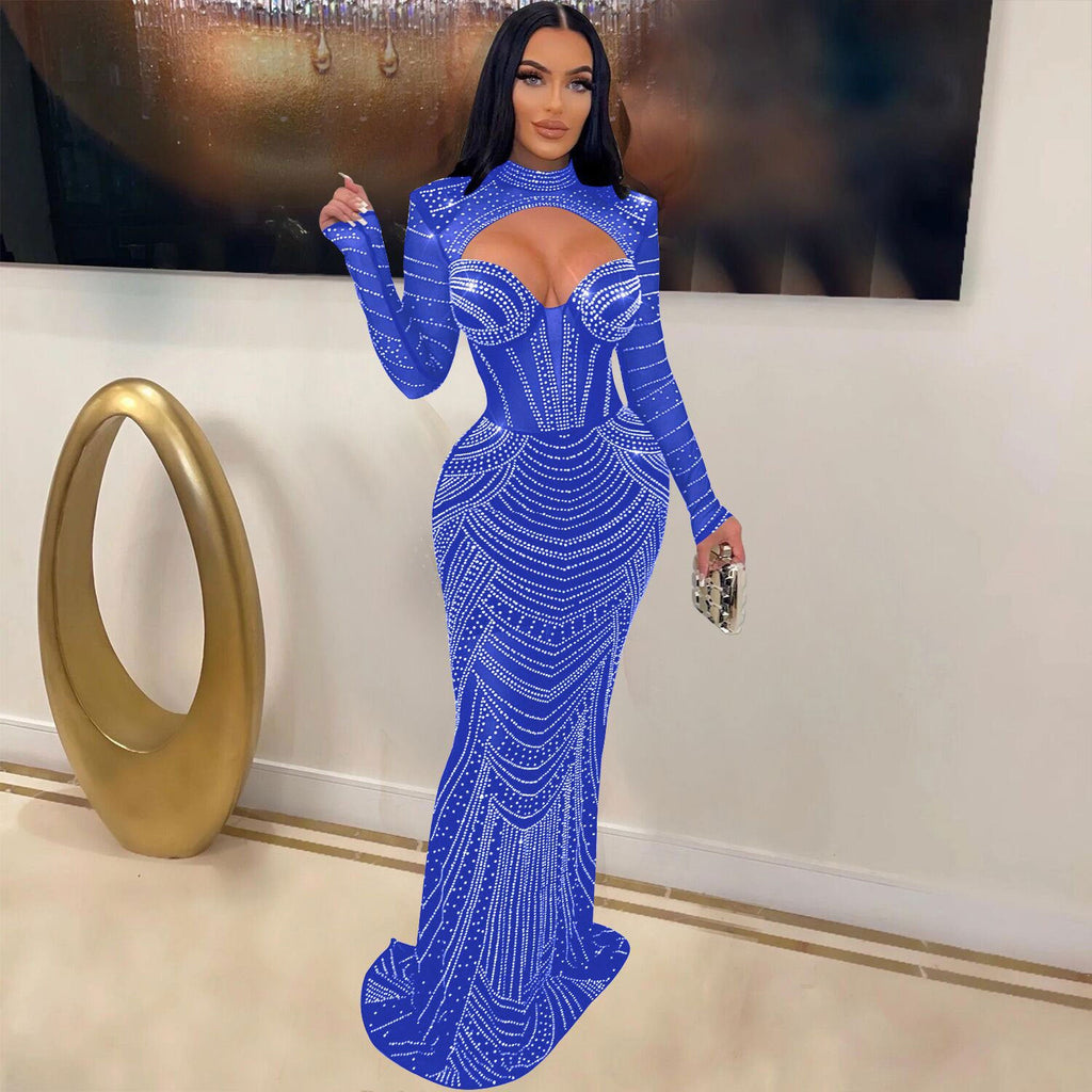 Women's Versatile Slim Fit Rhinestone Dress Dresses