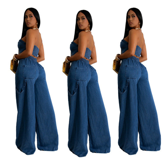 Women's Casual Cool Denim Tube Braid Rope Suits