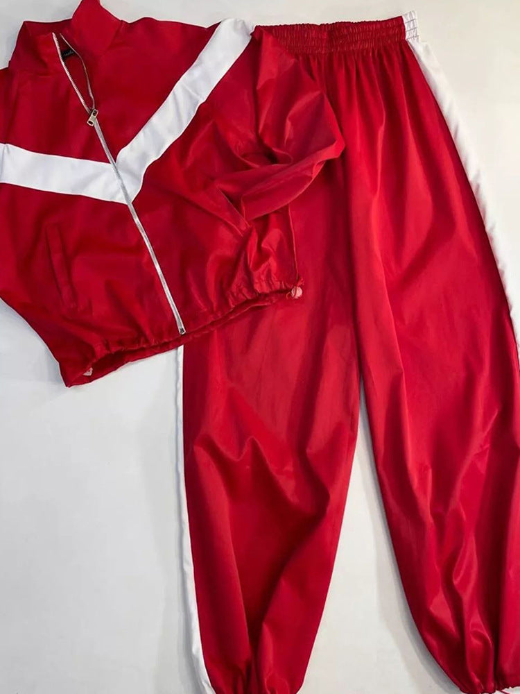 Women's Fashion Casual Long Sleeve Contrast Color Sport Suits