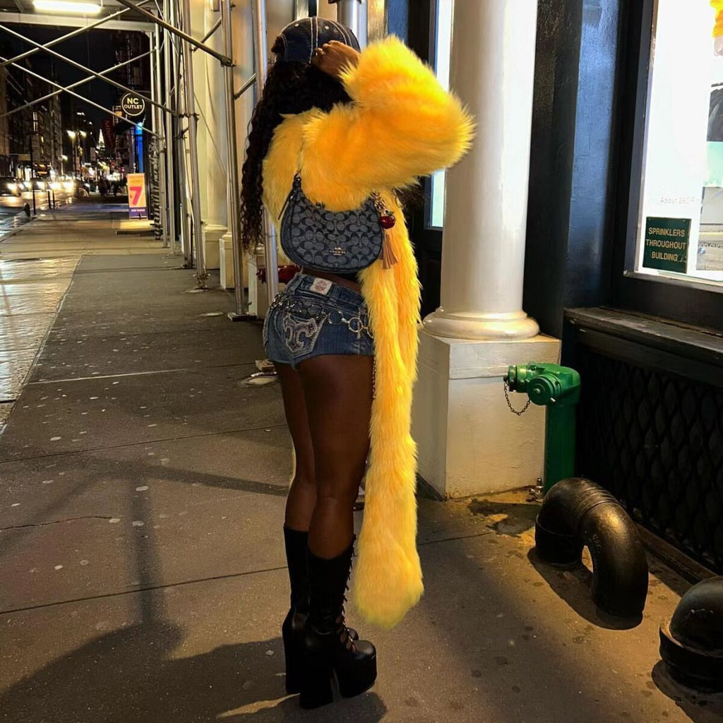 Street Hipster Thick Imitation Fur Long Coats