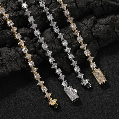 Star zircon tennis chain necklace