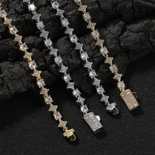 Star zircon tennis chain necklace