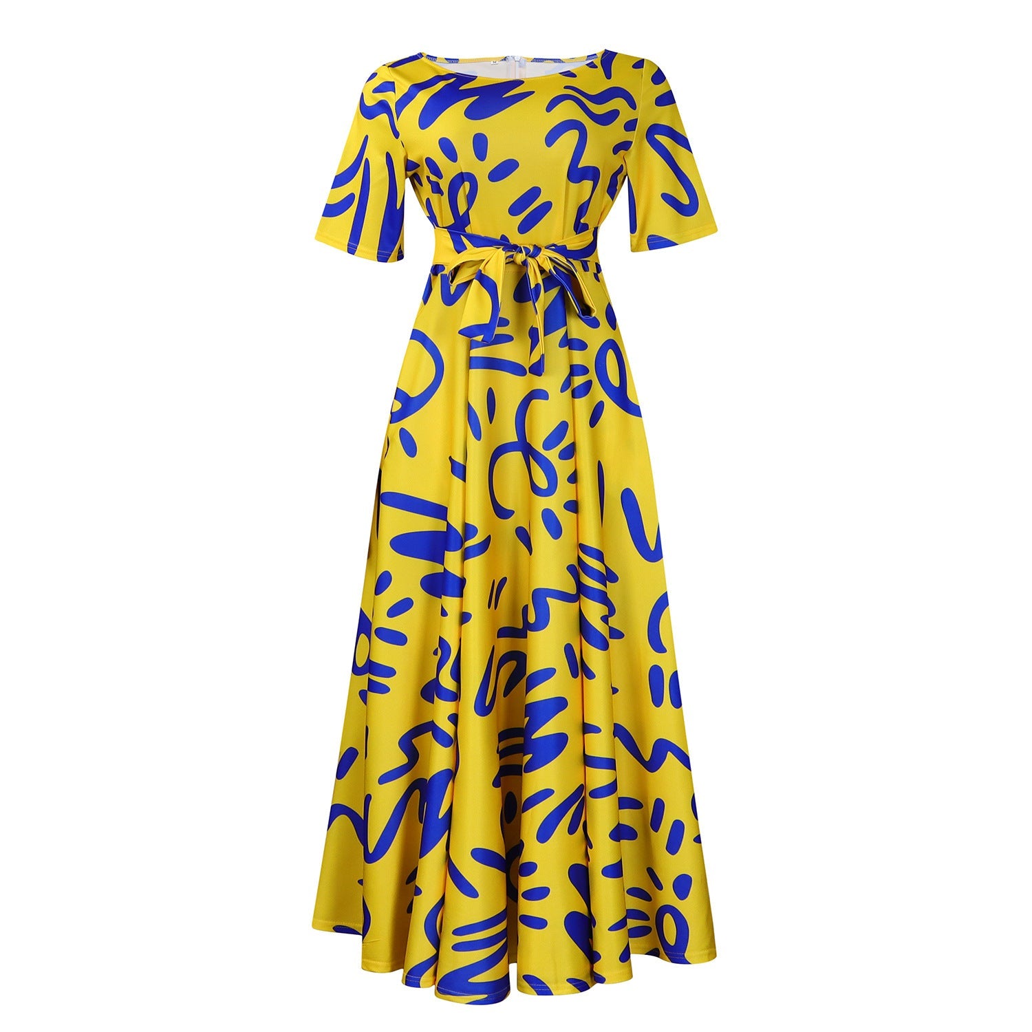 Women's Fashion Elegant Tied African Print Sleeve Dresses