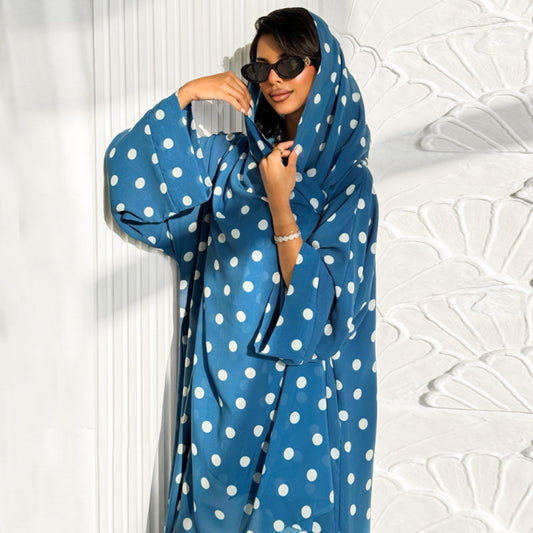 Gorgeous With Dots Robe Headscarf Two-piece Dresses