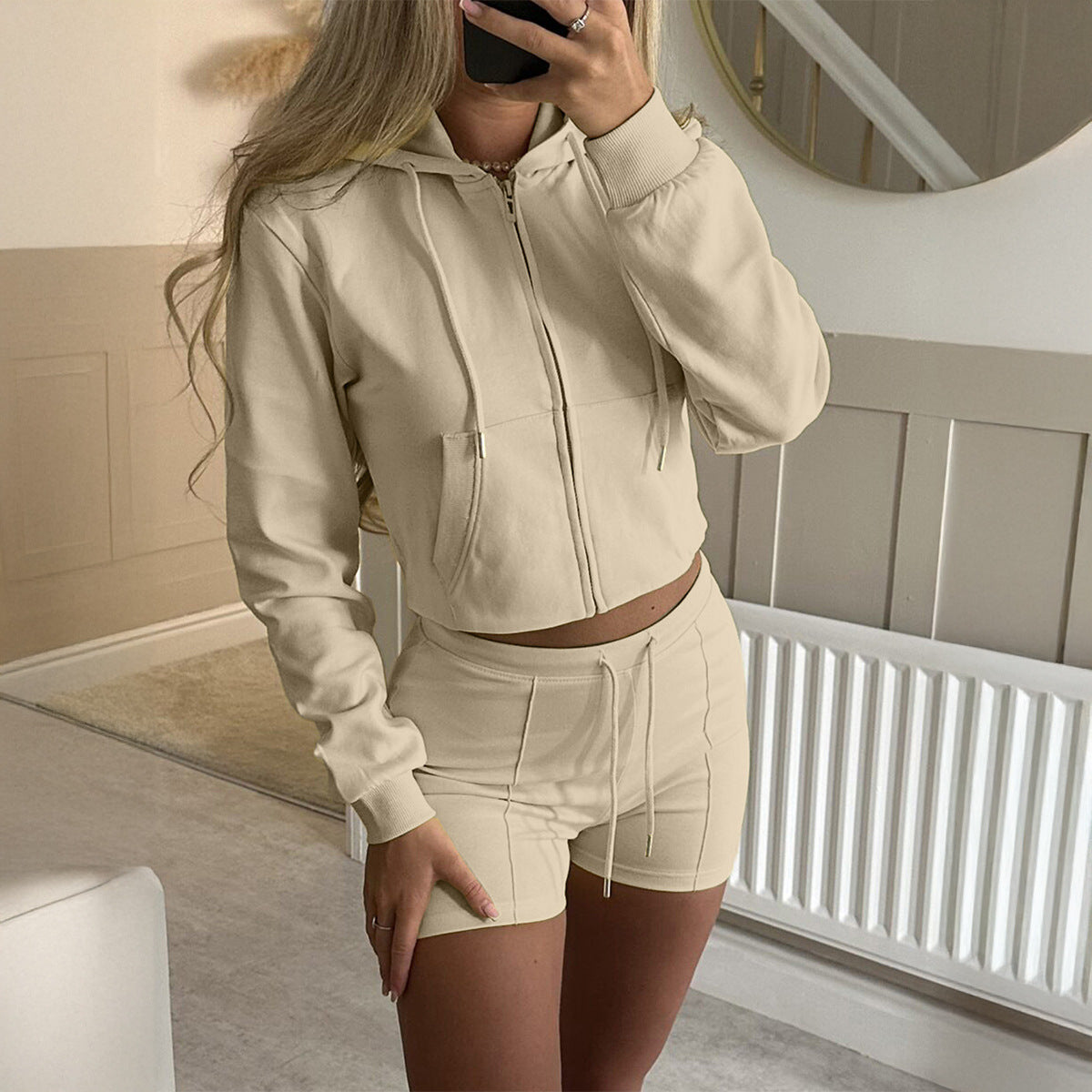 Women's Sports Long Sleeve Fleece Two-piece Suits
