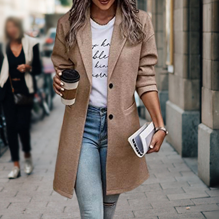 Women's Large Long Style Woolen Quality Goods Coats