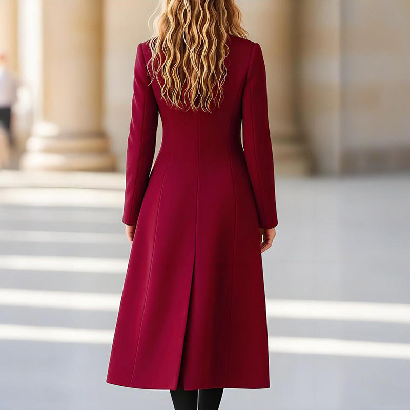 Women's Double Breasted Long Fashion Reversible Woolen Coats
