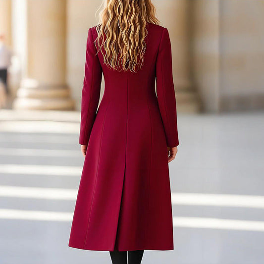 Women's Double Breasted Long Fashion Reversible Woolen Coats