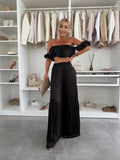 Summer Solid Color Graceful Tube Pleated Suits