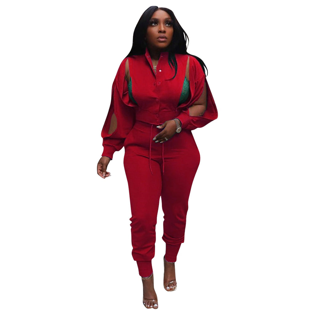 Women's Charming Sports Two-piece Zipper Personality Suits