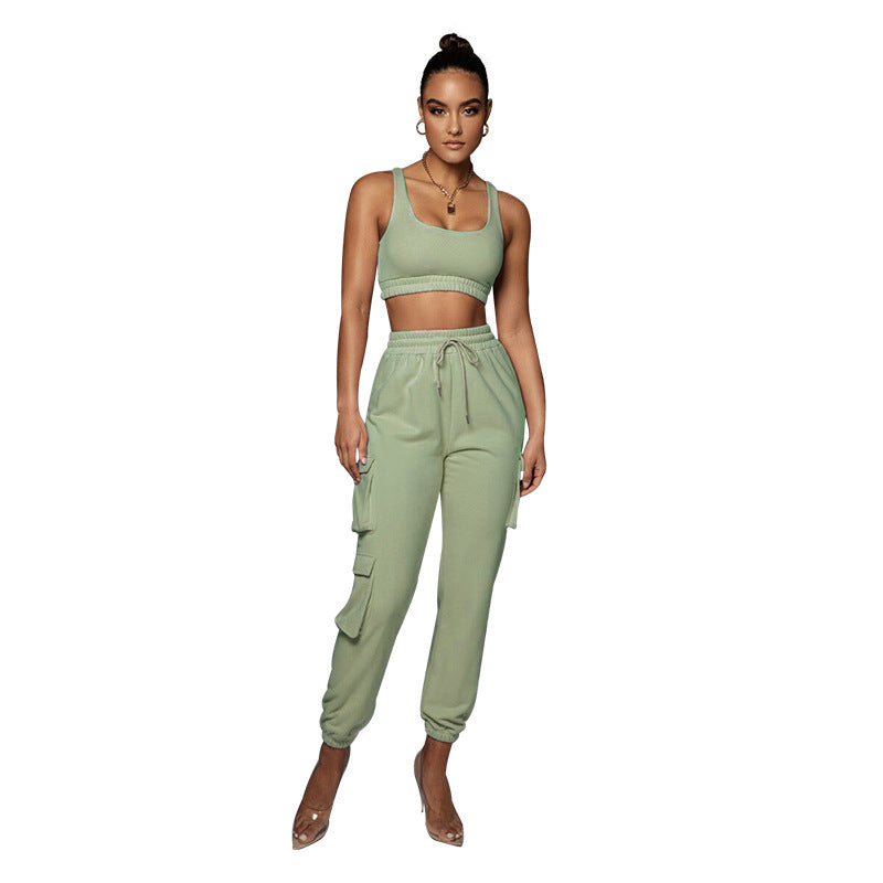 Women's Fashion Casual Set Solid Color Pocket Suits