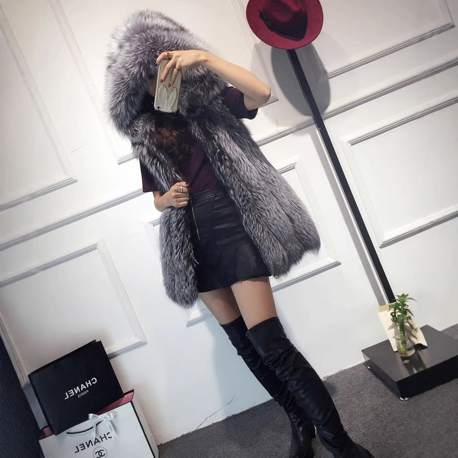 Women's Vertical Stripes Stitching Korean Casual Hood Coats