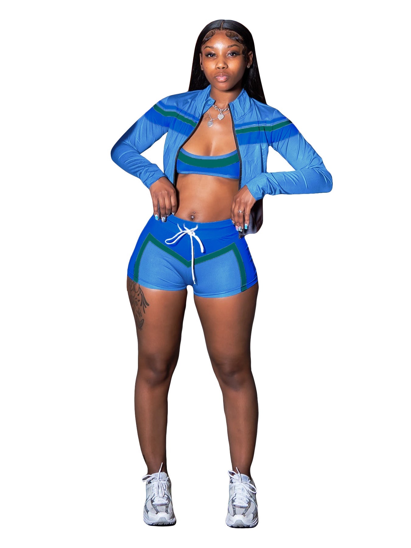 Women's Wear Printed Long-sleeved Halter Wrapped Chest Strap Hot Suits