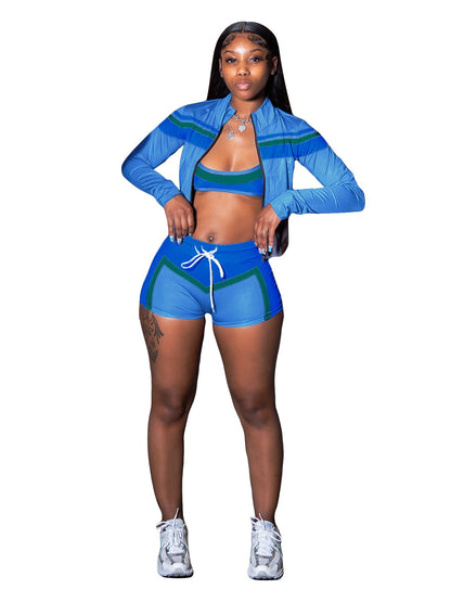 Women's Wear Printed Long-sleeved Halter Wrapped Chest Strap Hot Suits