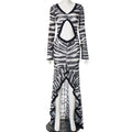 Women's Slit Long Sleeves Cropped Slim Mop Dresses