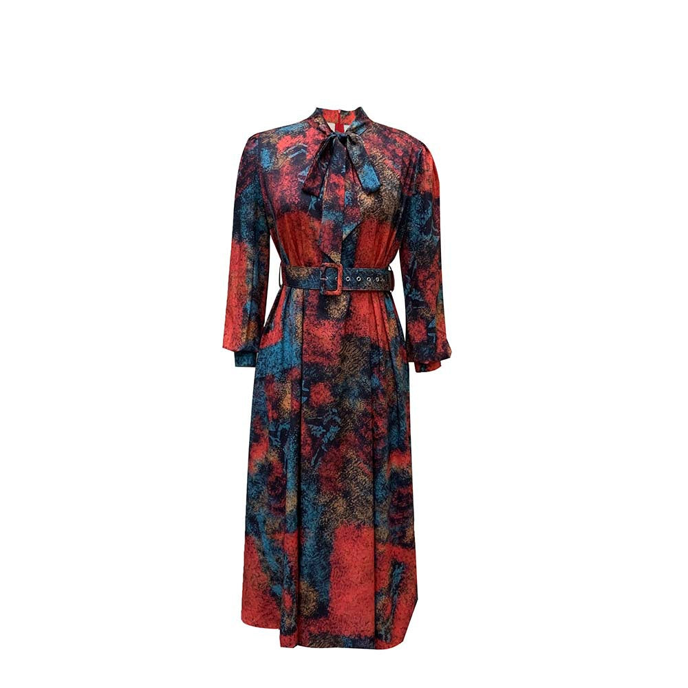 Long Sleeve High Waist Print Banquet Dresses