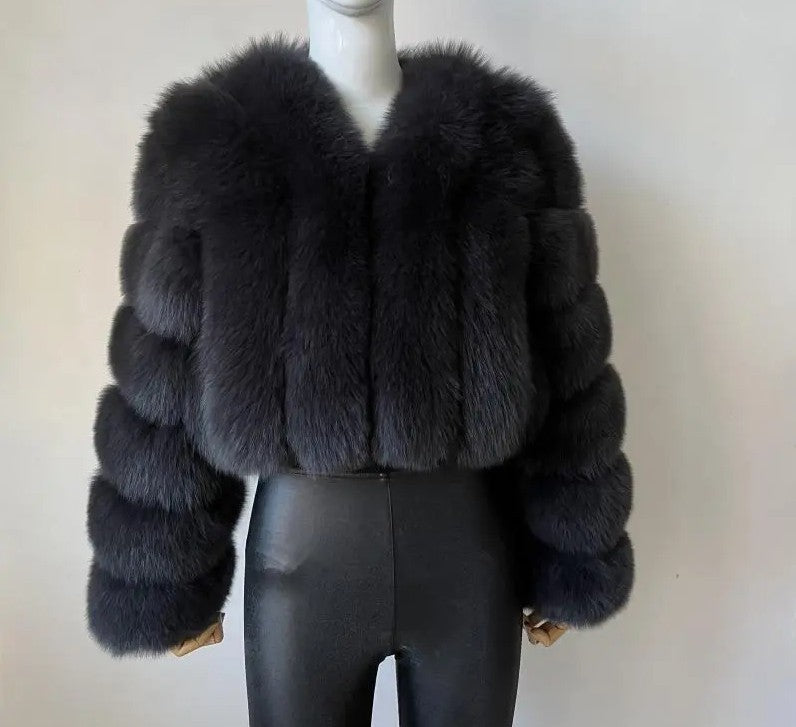 Women's Fox Fur Thickened Long Sleeve Imitation Coats