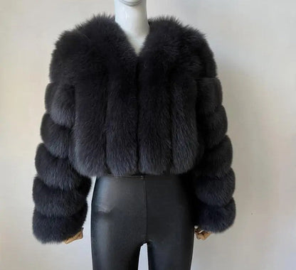 Women's Fox Fur Thickened Long Sleeve Imitation Coats