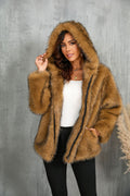 Imitation Fur Solid Color Loose Hooded Coats