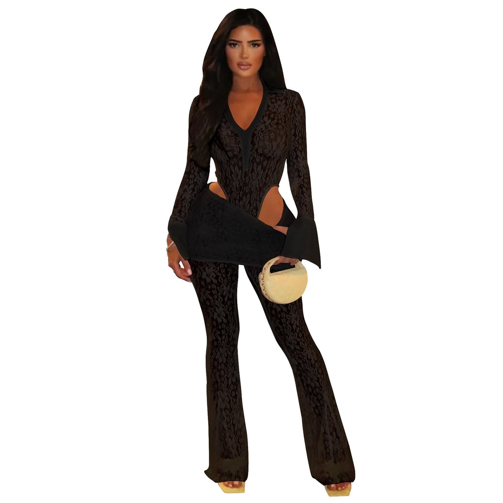 Women's Russian Sexy Lace Two-piece Set Jumpsuits